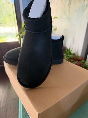 UGG Black Short Suede Slip-On Booties